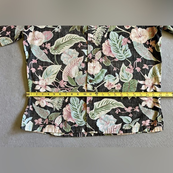 Cooke Street Men’s Medium Hawaiian Shirt Black Floral Cotton Button Down - Picture 3 of 6